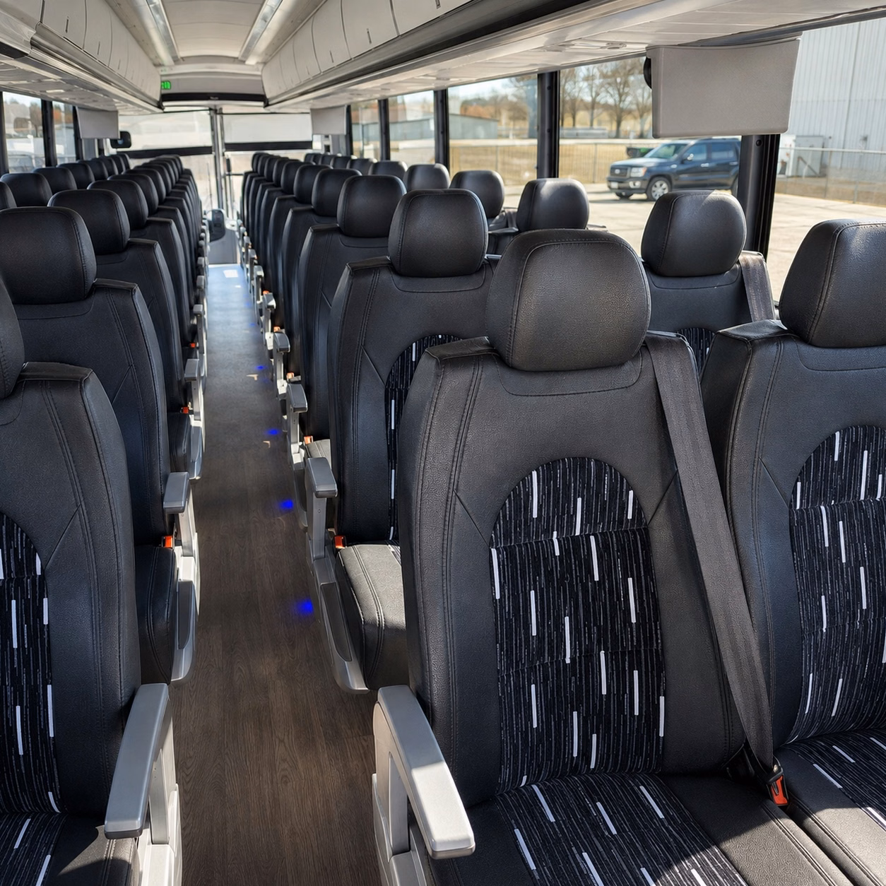 56 passenger charter bus inside